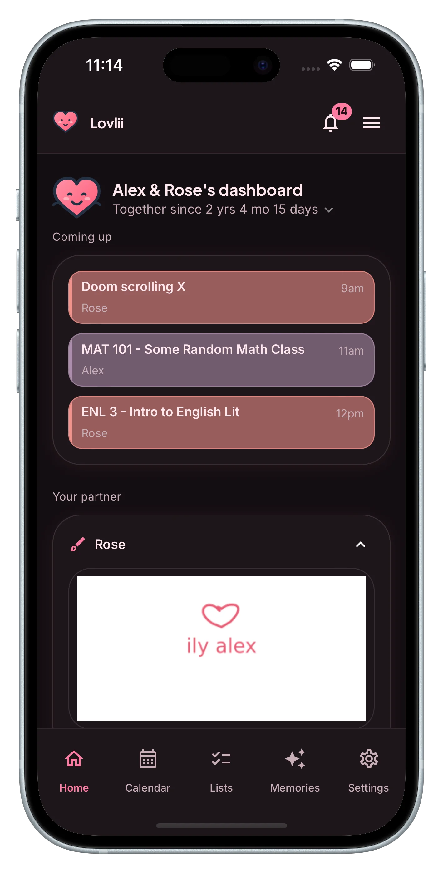 Lovlii home dashboard