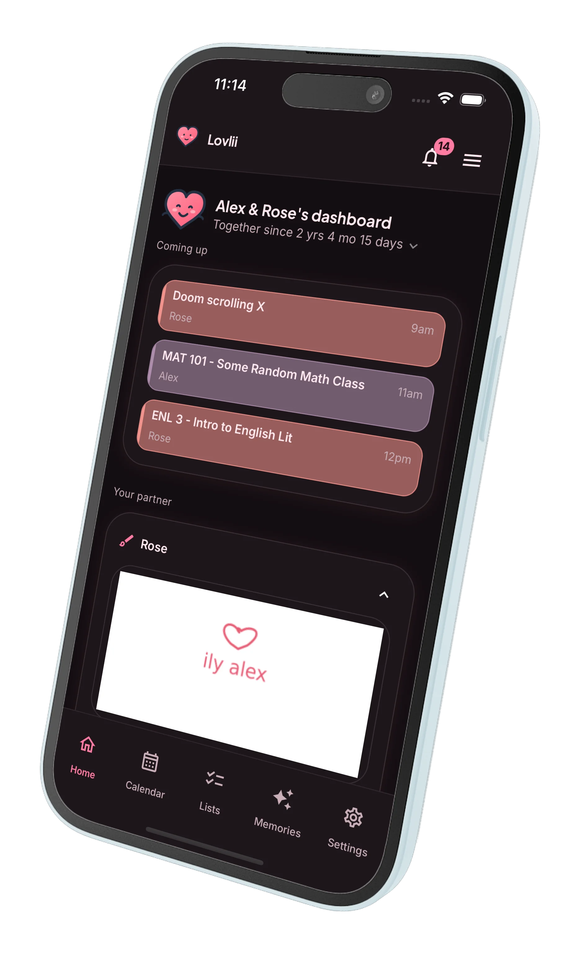 Lovlii home dashboard