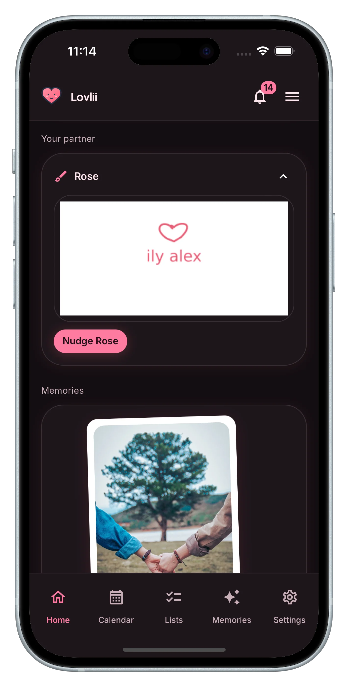 Partner nudge with doodle on home